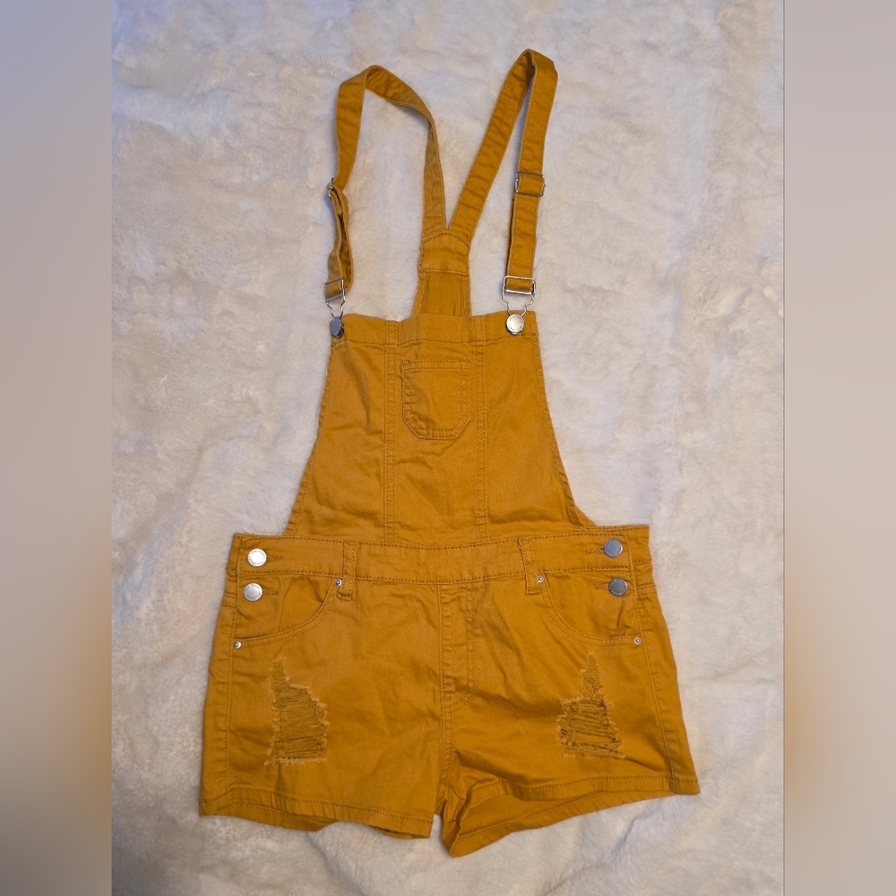 Mustard Yellow Distressed Overalls